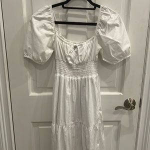 Midi long white dress prairie girl vibes